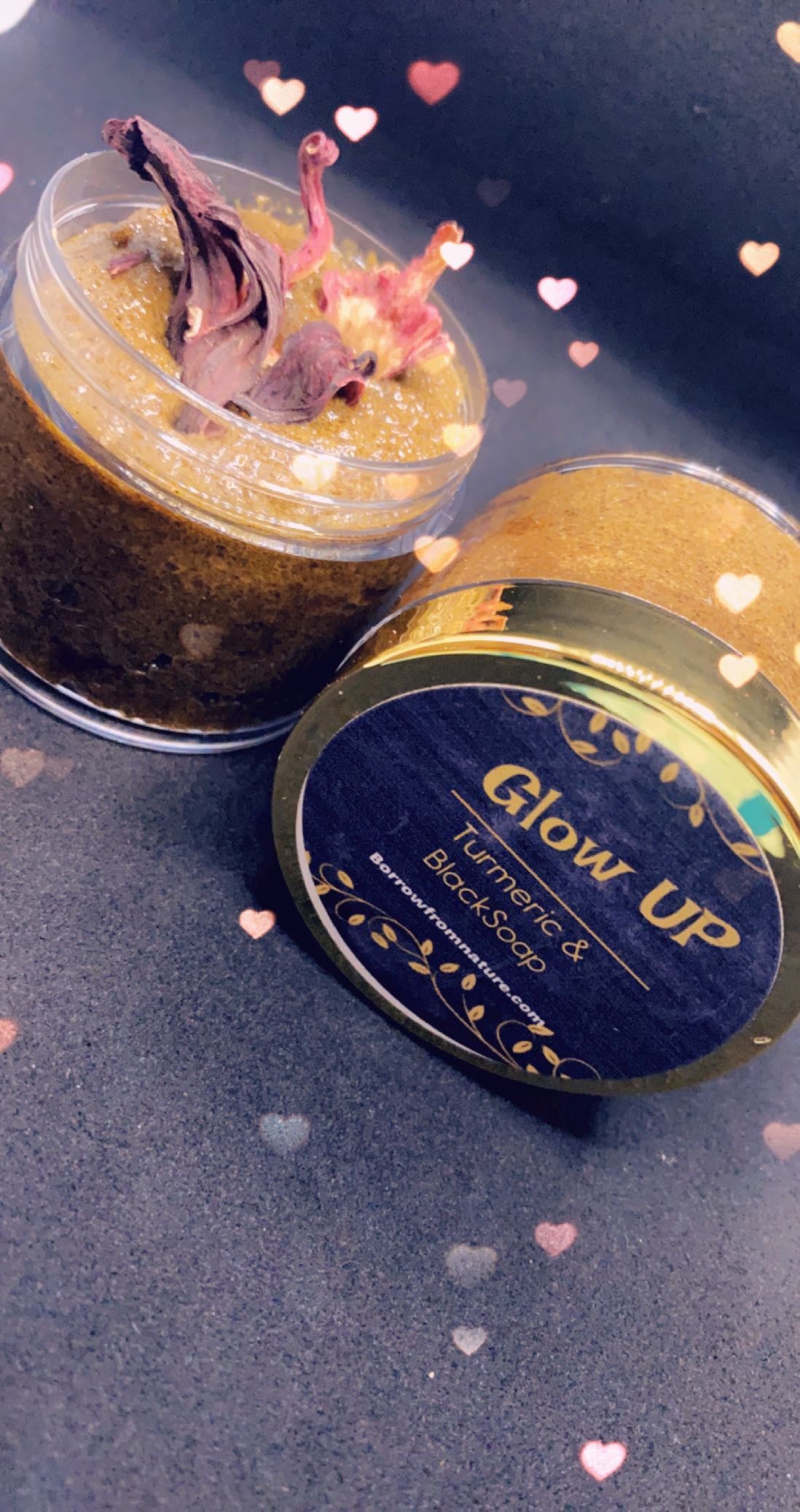 Glow UP- Turmeric & BlackSoap Scrub/ Mask - Borrow from Nature